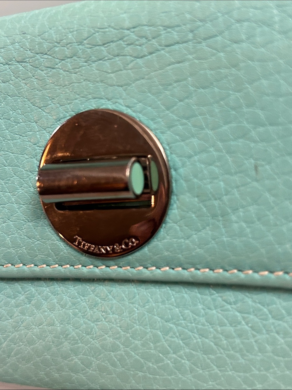 TIffany & Co. blue leather turnlock bifold card holder wallet Retails $400-600. - Picture 4 of 16